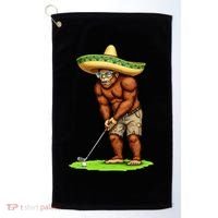 Bigfoot Golf Player Cinco De Mayo Mexican Golfer Food Golf Towel thumb 0
