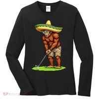 Bigfoot Golf Player Cinco De Mayo Mexican Golfer Food Women's Long Sleeve Shirt thumb 0