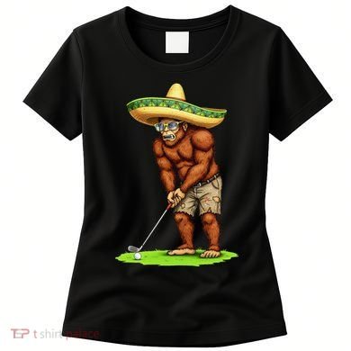 Bigfoot Golf Player Cinco De Mayo Mexican Golfer Food Women's T-Shirt