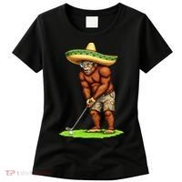 Bigfoot Golf Player Cinco De Mayo Mexican Golfer Food Women's T-Shirt thumb 0