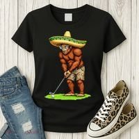 Bigfoot Golf Player Cinco De Mayo Mexican Golfer Food Women's T-Shirt thumb 3