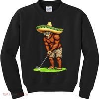 Bigfoot Golf Player Cinco De Mayo Mexican Golfer Food Kids Sweatshirt thumb 0