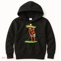 Bigfoot Golf Player Cinco De Mayo Mexican Golfer Food Kids Hoodie thumb 0