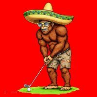 Bigfoot Golf Player Cinco De Mayo Mexican Golfer Food Santa Hat thumb 1