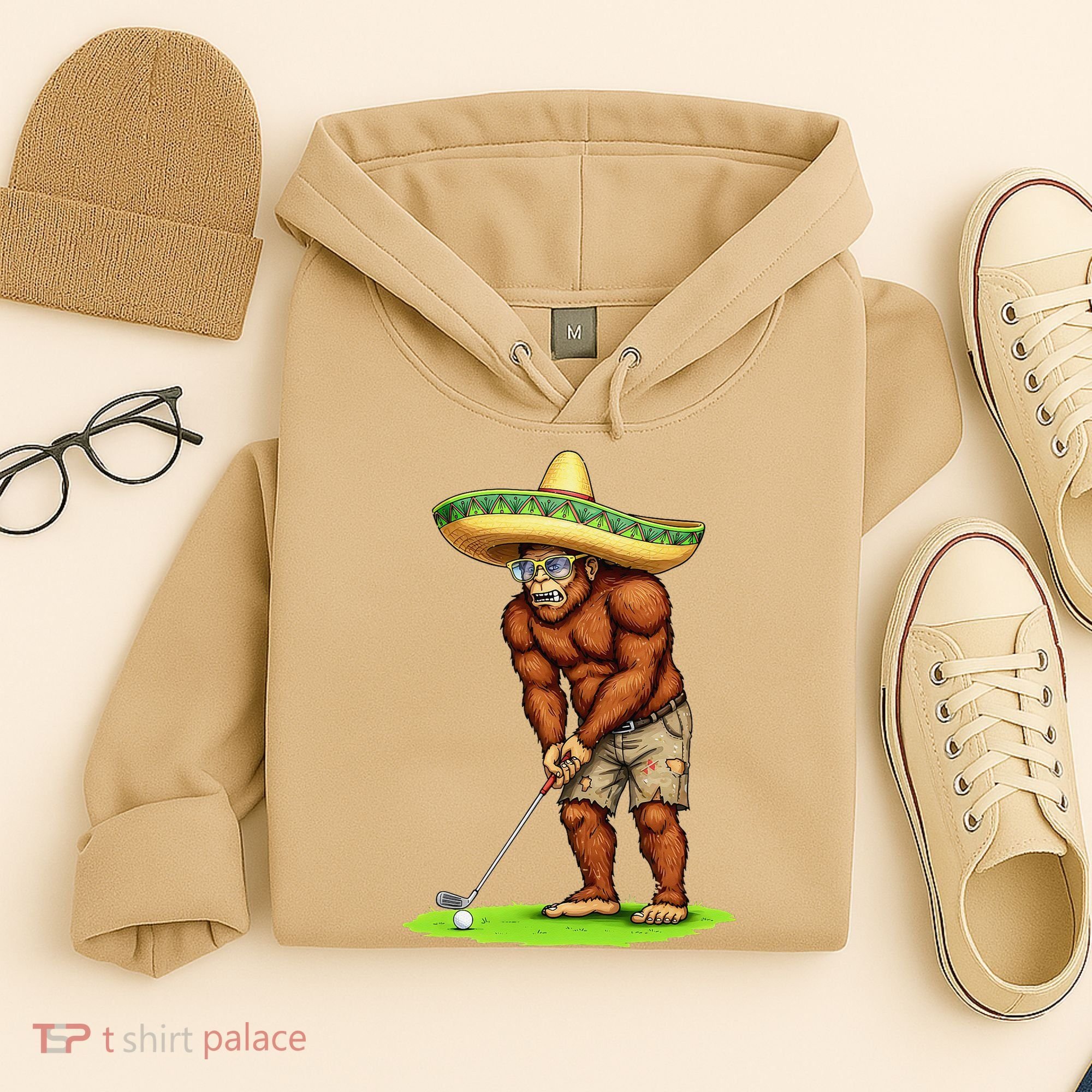 Bigfoot Golf Player Cinco De Mayo Mexican Golfer Food Hoodie