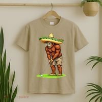 Bigfoot Golf Player Cinco De Mayo Mexican Golfer Food T-Shirt thumb 2
