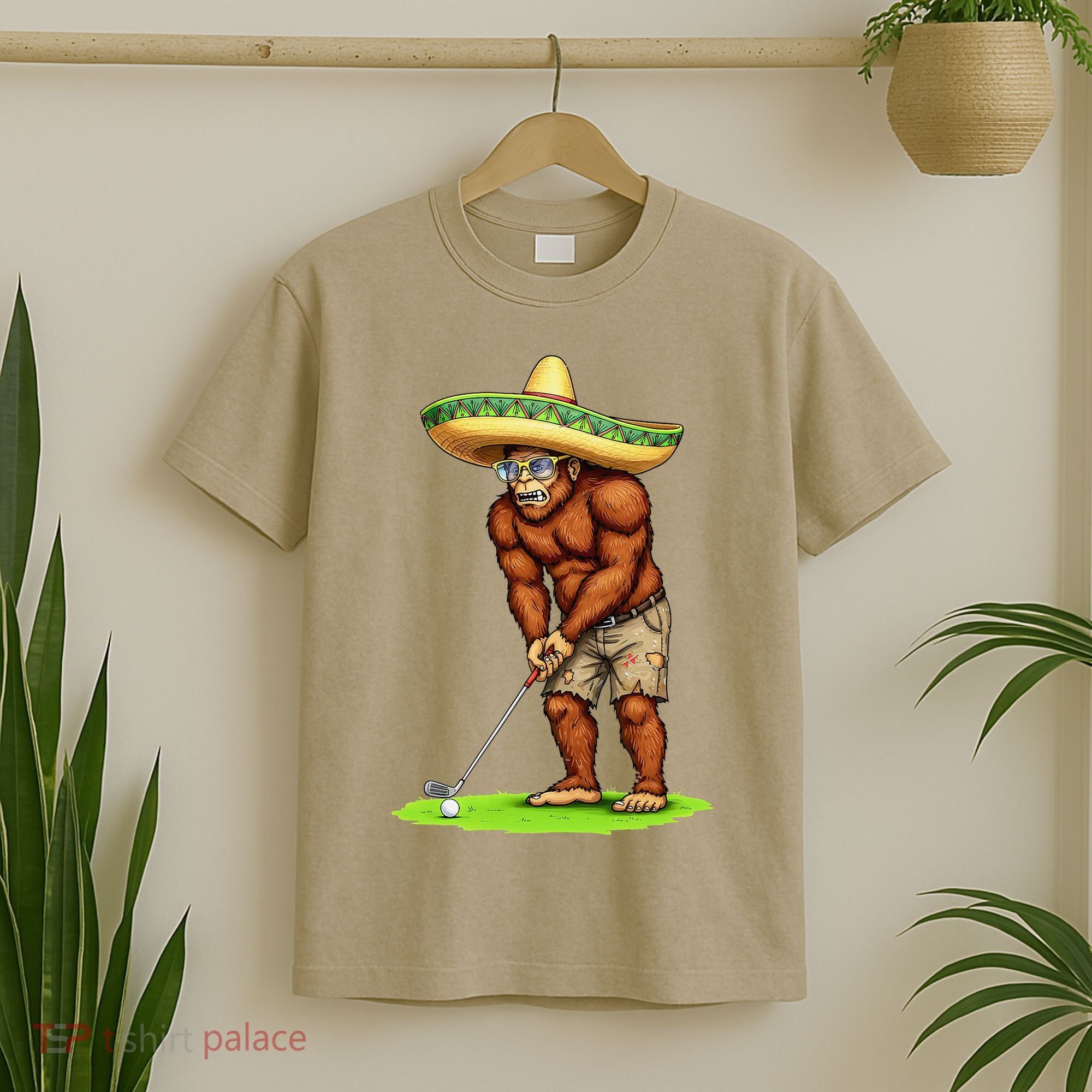 Bigfoot Golf Player Cinco De Mayo Mexican Golfer Food T-Shirt