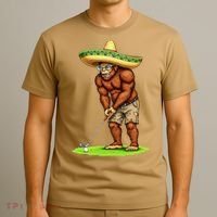 Bigfoot Golf Player Cinco De Mayo Mexican Golfer Food T-Shirt thumb 3