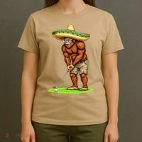 Bigfoot Golf Player Cinco De Mayo Mexican Golfer Food T-Shirt thumb 4