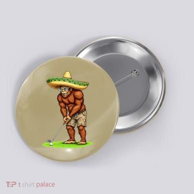 Bigfoot Golf Player Cinco De Mayo Mexican Golfer Food Button