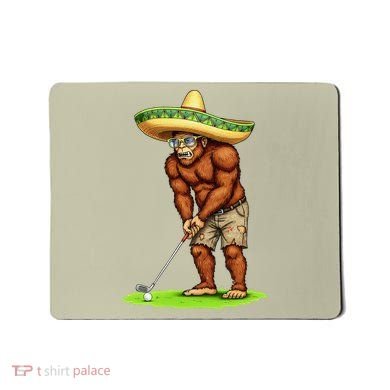 Bigfoot Golf Player Cinco De Mayo Mexican Golfer Food Mousepad