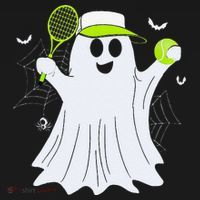 Boo Ghost Playing Tennis Funny Halloween Tennis Costume Women's Hoodie thumb 2