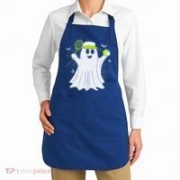 Boo Ghost Playing Tennis Funny Halloween Tennis Costume Apron thumb 2