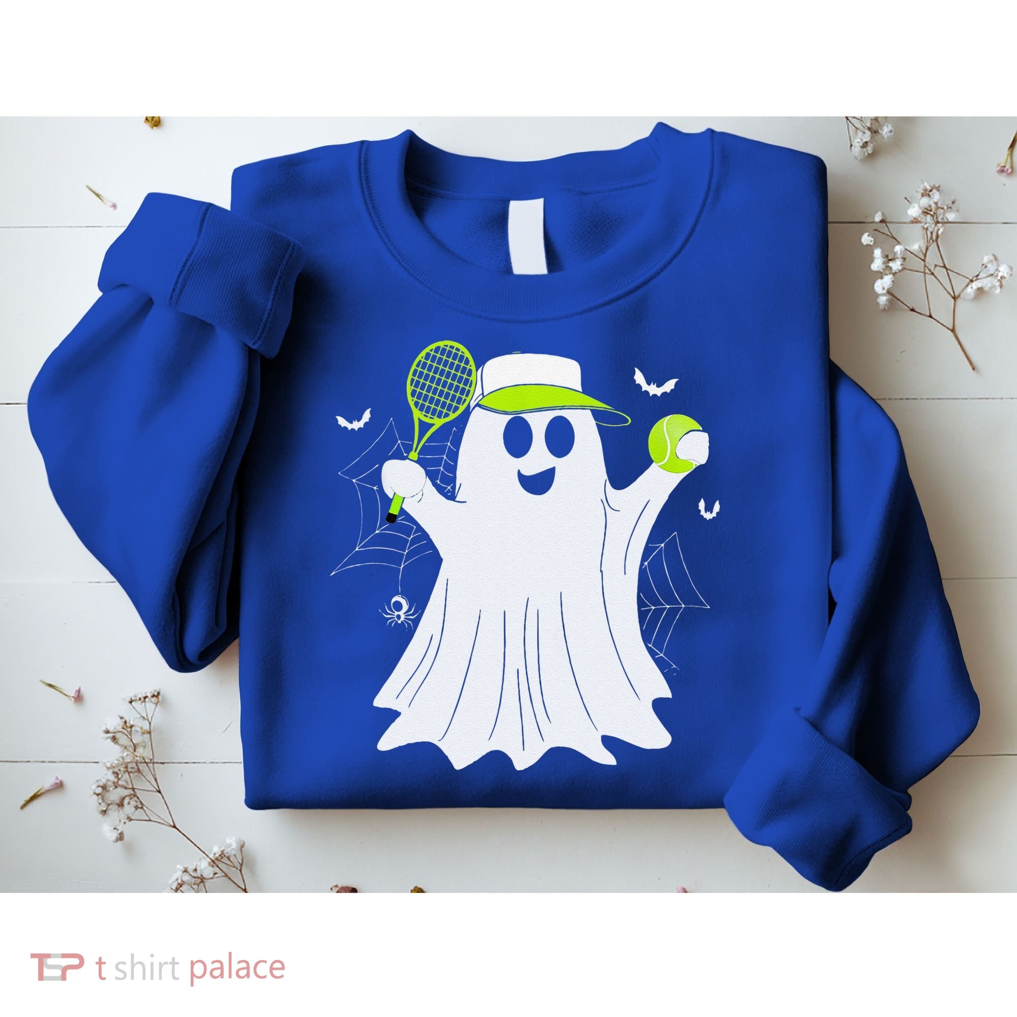 Boo Ghost Playing Tennis Funny Halloween Tennis Costume Sweatshirt