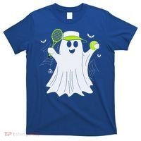 Boo Ghost Playing Tennis Funny Halloween Tennis Costume T-Shirt thumb 0