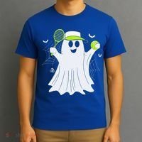 Boo Ghost Playing Tennis Funny Halloween Tennis Costume T-Shirt thumb 3