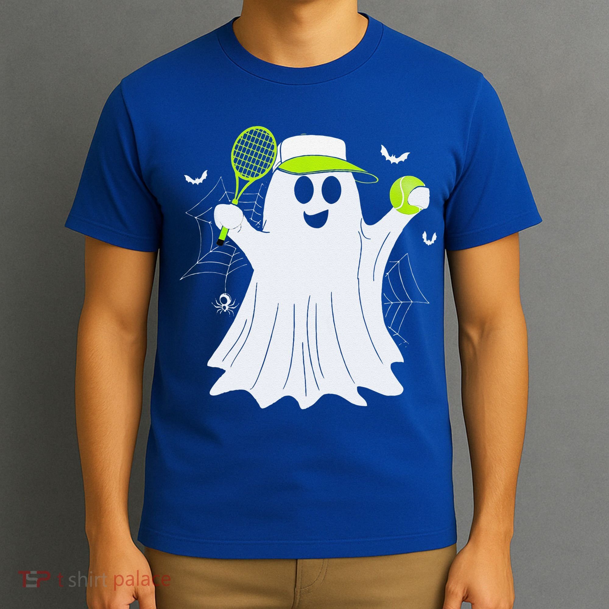Boo Ghost Playing Tennis Funny Halloween Tennis Costume T-Shirt