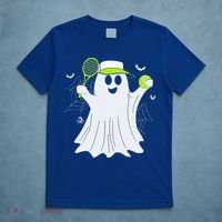 Boo Ghost Playing Tennis Funny Halloween Tennis Costume T-Shirt thumb 5