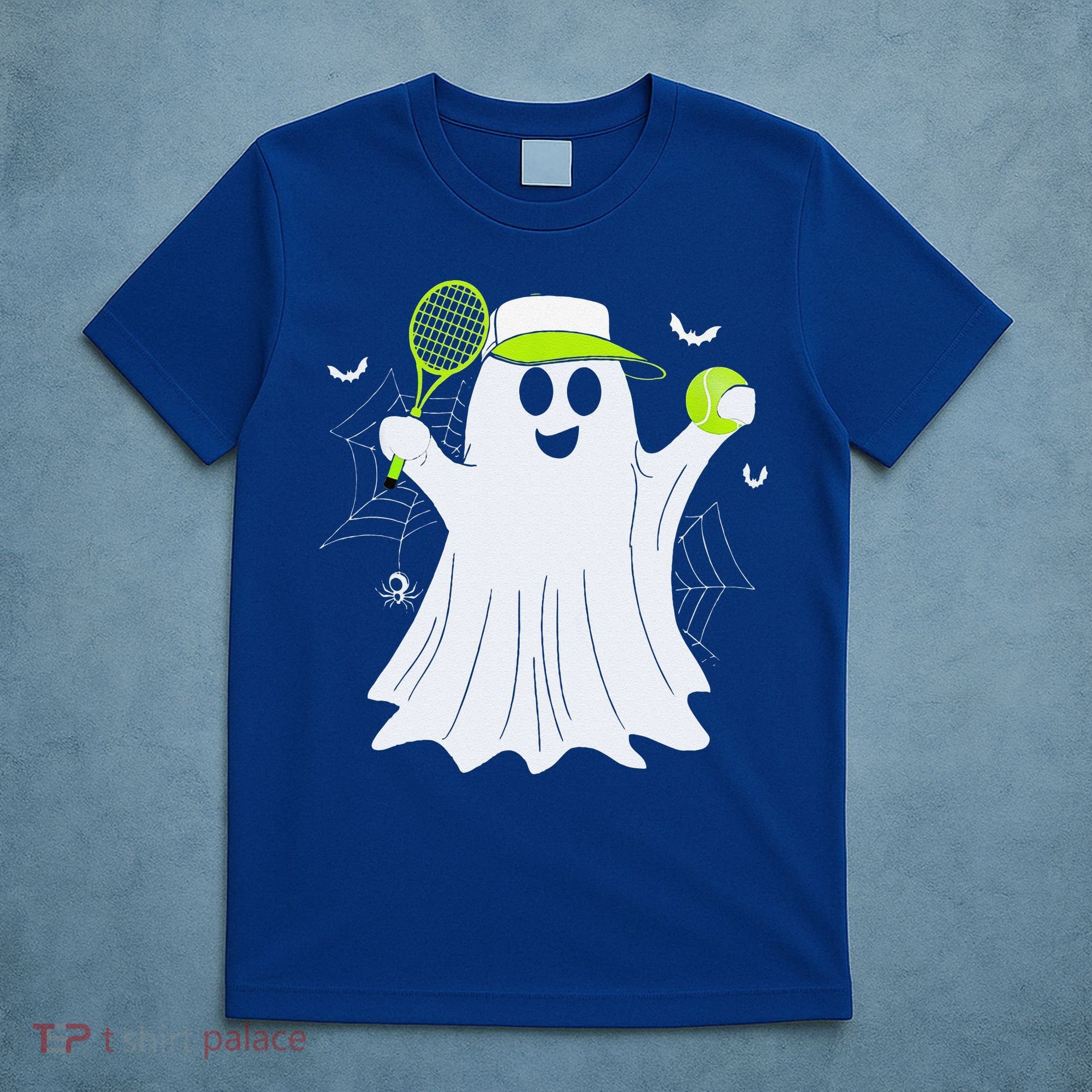 Boo Ghost Playing Tennis Funny Halloween Tennis Costume T-Shirt