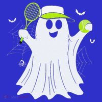 Boo Ghost Playing Tennis Funny Halloween Tennis Costume T-Shirt thumb 7
