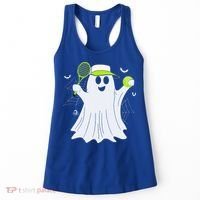 Boo Ghost Playing Tennis Funny Halloween Tennis Costume Women's Tank Top thumb 0