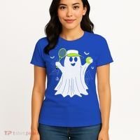 Boo Ghost Playing Tennis Funny Halloween Tennis Costume Women's T-Shirt thumb 4