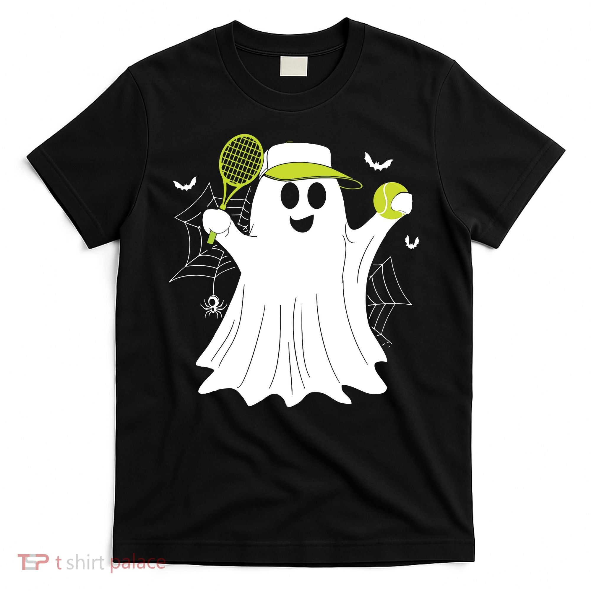 Boo Ghost Playing Tennis Funny Halloween Tennis Costume T-Shirt