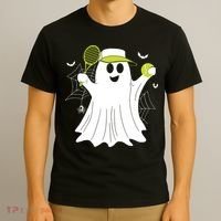 Boo Ghost Playing Tennis Funny Halloween Tennis Costume T-Shirt thumb 3