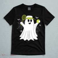 Boo Ghost Playing Tennis Funny Halloween Tennis Costume T-Shirt thumb 5
