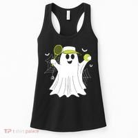Boo Ghost Playing Tennis Funny Halloween Tennis Costume Women's Tank Top thumb 0