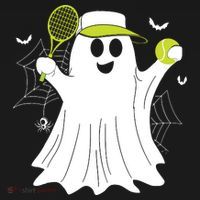 Boo Ghost Playing Tennis Funny Halloween Tennis Costume Women's Tank Top thumb 5