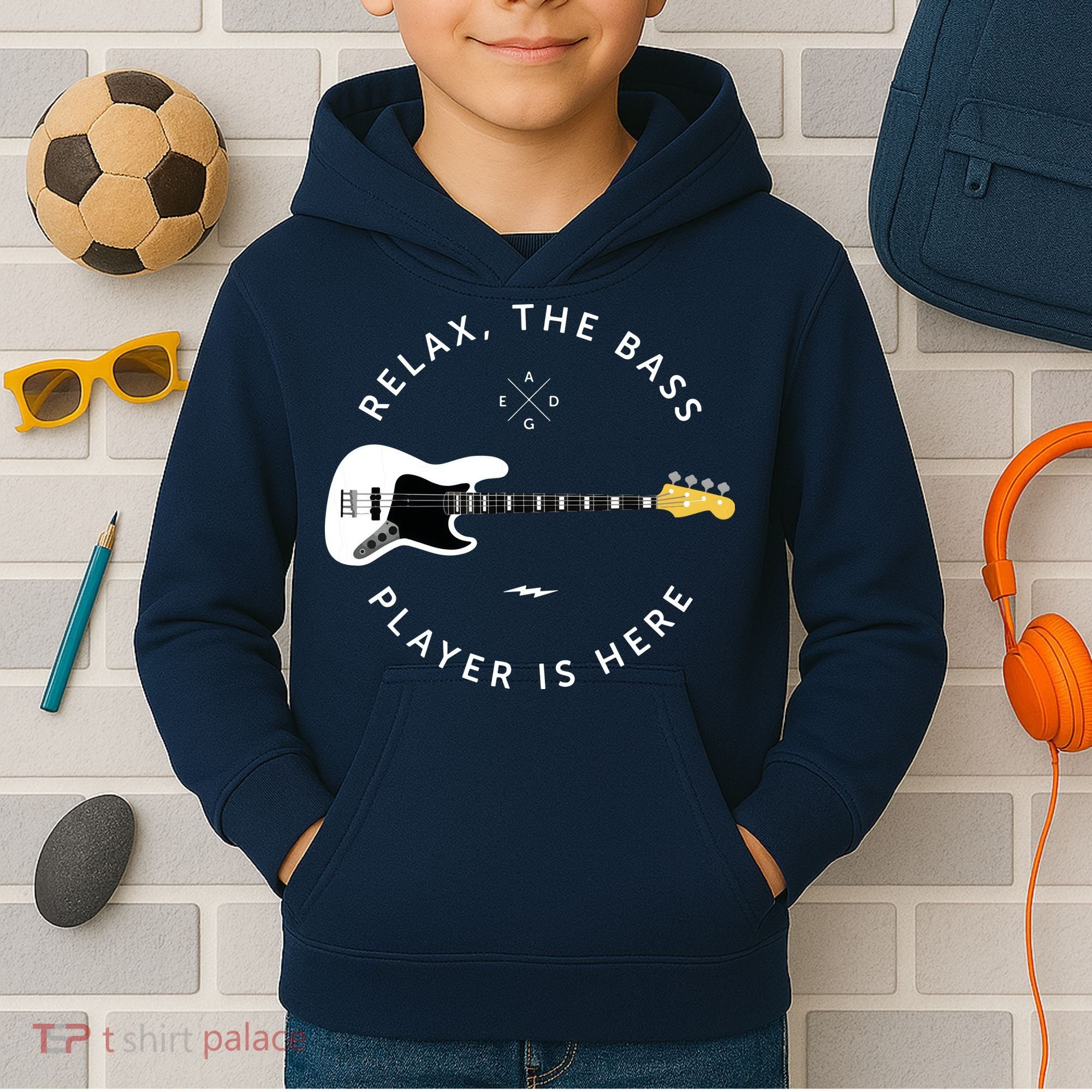 Bass Guitar Player Relax The Bass Player Is Here Kids Hoodie