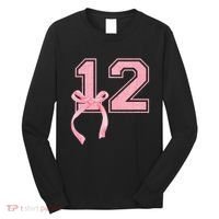 Birthday Girl P.Ink Coquette Bow 12 Year Old Aesthetic Girly Gift Long Sleeve Shirt thumb 0