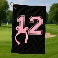 Birthday Girl P.Ink Coquette Bow 12 Year Old Aesthetic Girly Gift Golf Towel thumb 1
