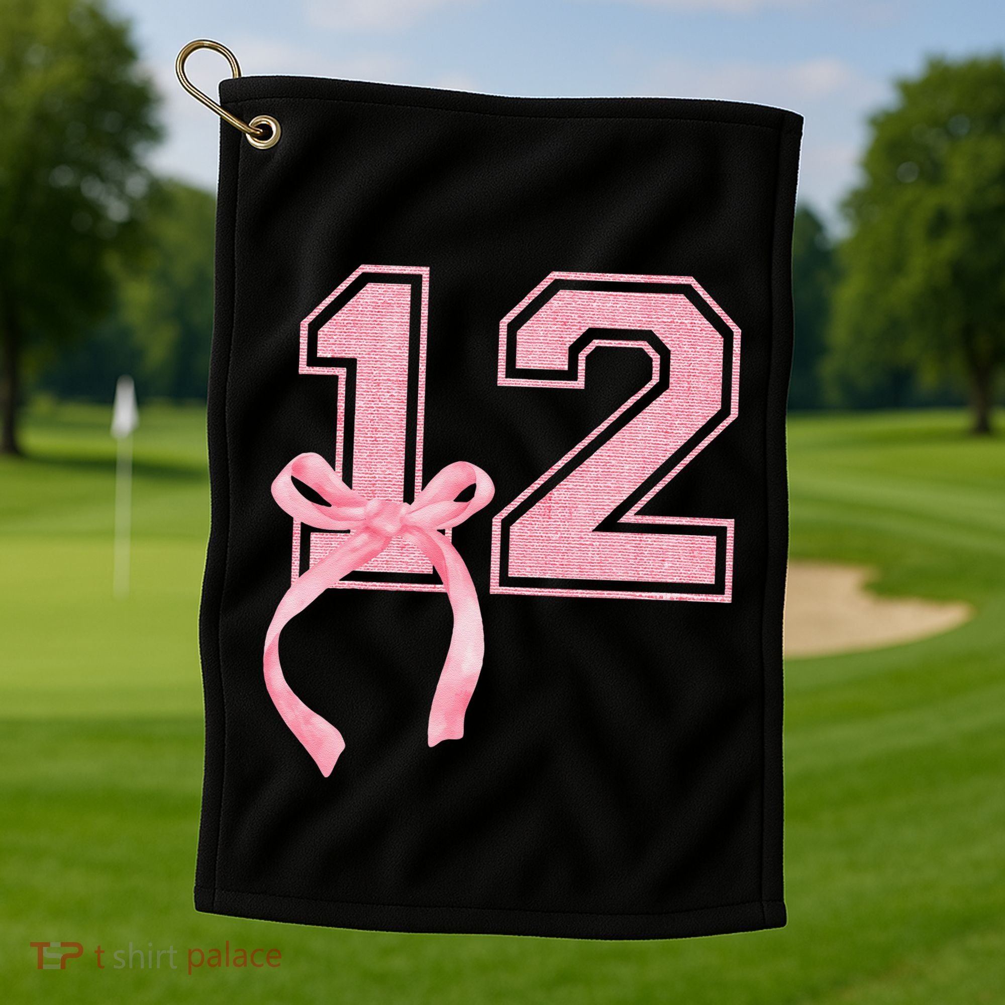 Birthday Girl P.Ink Coquette Bow 12 Year Old Aesthetic Girly Gift Golf Towel