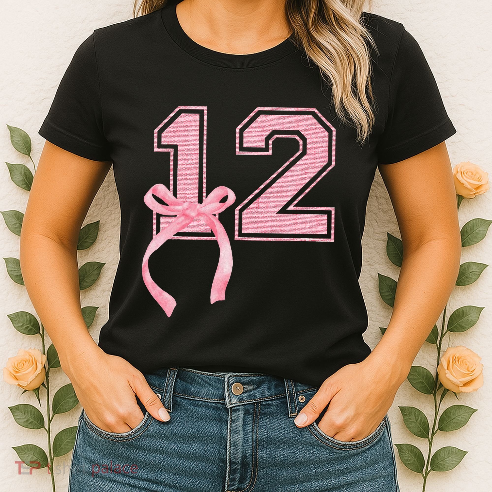 Birthday Girl P.Ink Coquette Bow 12 Year Old Aesthetic Girly Gift Women's T-Shirt