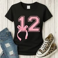 Birthday Girl P.Ink Coquette Bow 12 Year Old Aesthetic Girly Gift Women's T-Shirt thumb 3