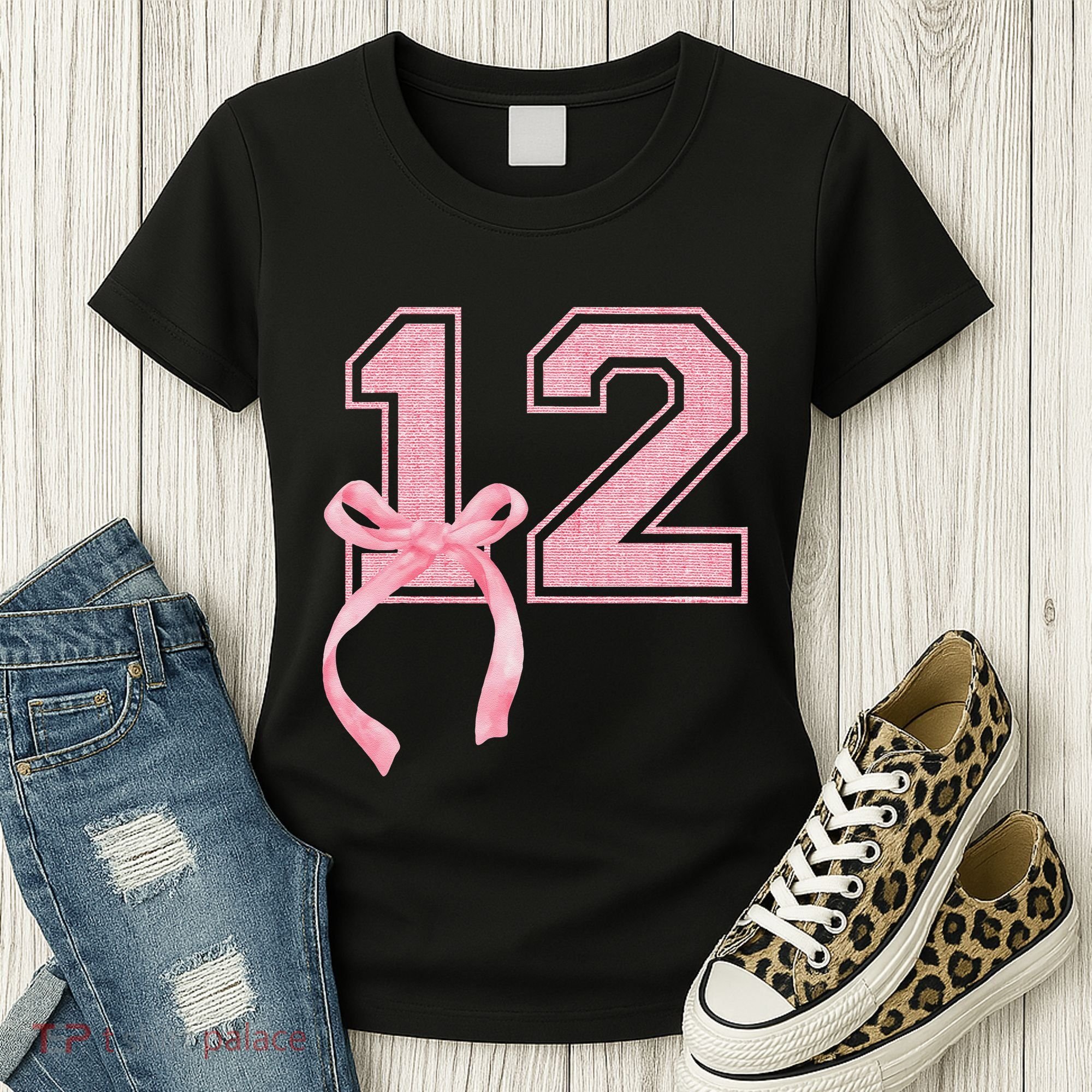 Birthday Girl P.Ink Coquette Bow 12 Year Old Aesthetic Girly Gift Women's T-Shirt