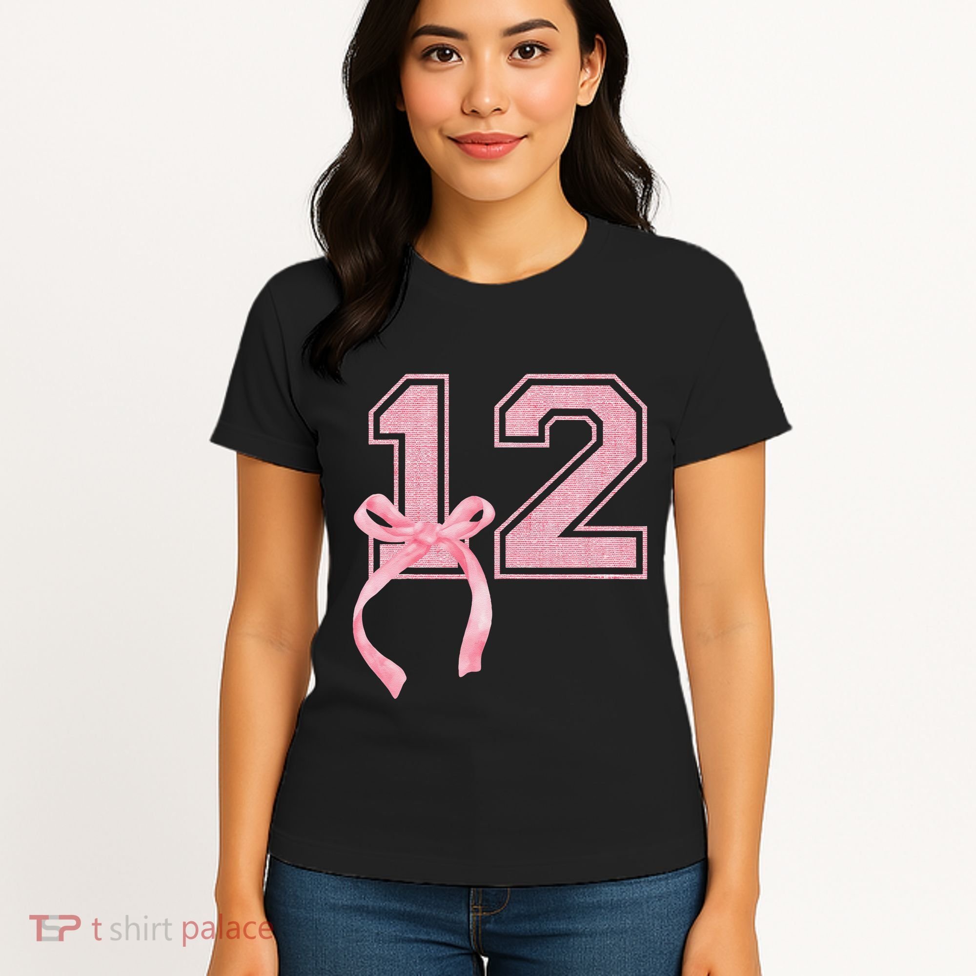 Birthday Girl P.Ink Coquette Bow 12 Year Old Aesthetic Girly Gift Women's T-Shirt