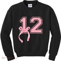 Birthday Girl P.Ink Coquette Bow 12 Year Old Aesthetic Girly Gift Kids Sweatshirt thumb 0