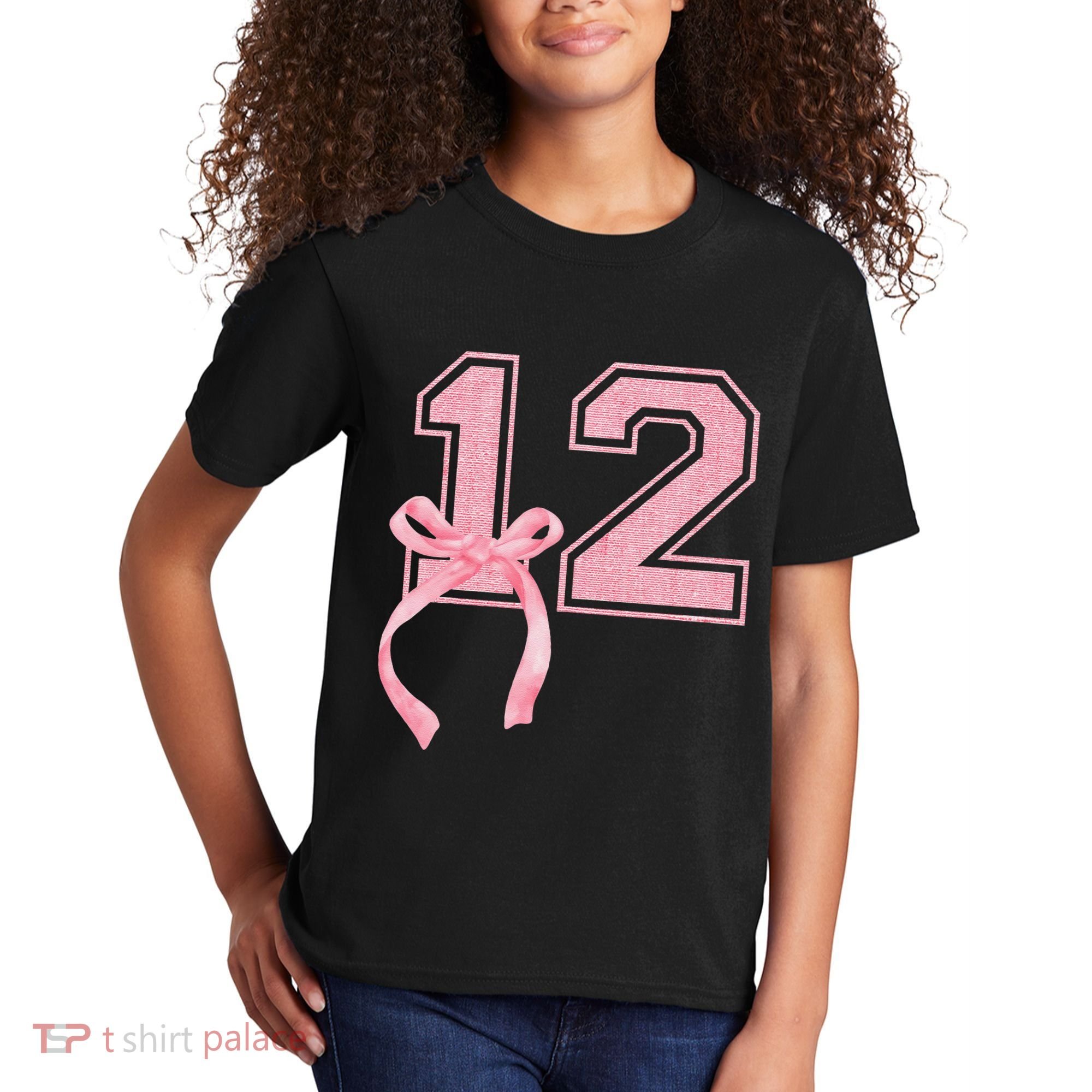 Birthday Girl P.Ink Coquette Bow 12 Year Old Aesthetic Girly Gift Kids T-Shirt