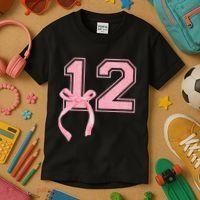 Birthday Girl P.Ink Coquette Bow 12 Year Old Aesthetic Girly Gift Kids T-Shirt thumb 3