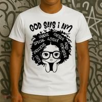 Black Girl Queen God Says I Am Melanin History Month T-Shirt thumb 3