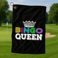 Bingo Gift Queen Funny Bingo Queen Funny Gift Moms Gift Golf Towel thumb 1