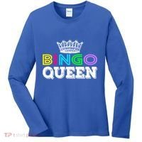 Bingo Gift Queen Funny Bingo Queen Funny Gift Moms Gift Women's Long Sleeve Shirt thumb 0