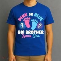 Baby Gender Reveal Party Pink Or Blue Big Brother Loves You Cute Gift T-Shirt thumb 3