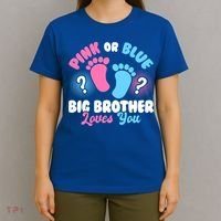 Baby Gender Reveal Party Pink Or Blue Big Brother Loves You Cute Gift T-Shirt thumb 4