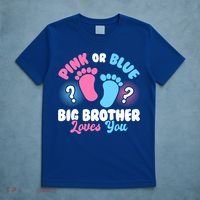 Baby Gender Reveal Party Pink Or Blue Big Brother Loves You Cute Gift T-Shirt thumb 5