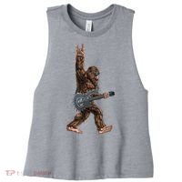 Bigfoot Guitar Rock On Women's Racerback Cropped Tank thumb 0