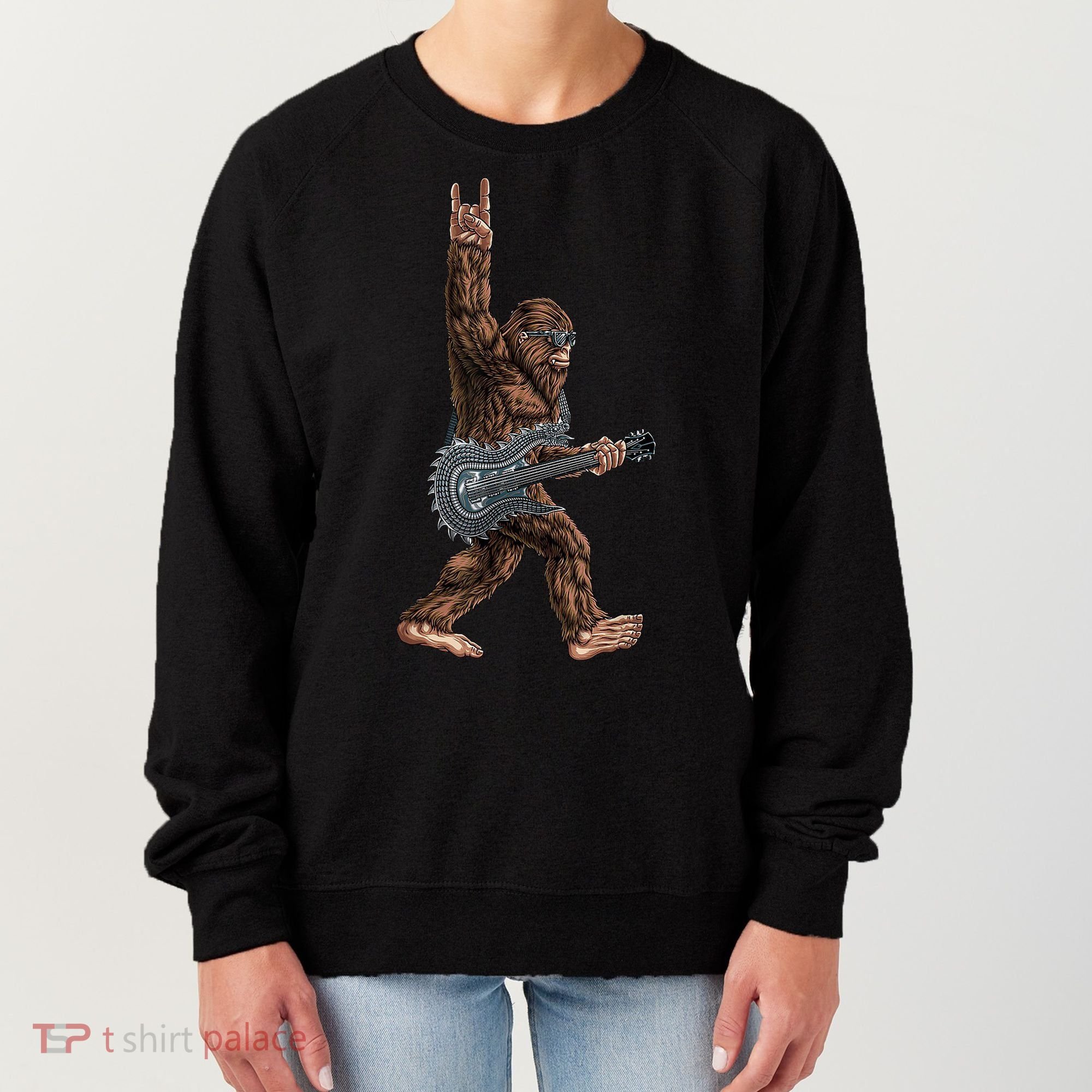 Bigfoot Guitar Rock On Women's Sweatshirt